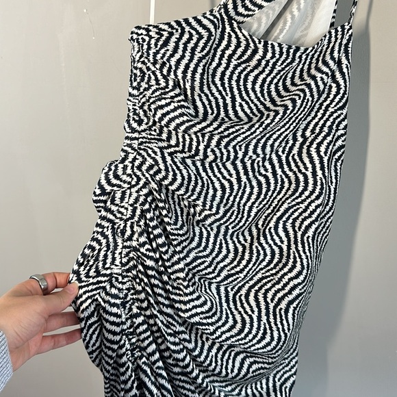 Cinq A Sept Silk Christel Ruched One Shoulder Zebra Print Dress Size 2 - Picture 11 of 16